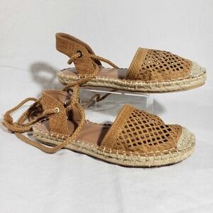 A New Day Harriet Women's Lace-Up Espadrille Sandals -  Cognac Tan Size 6.5